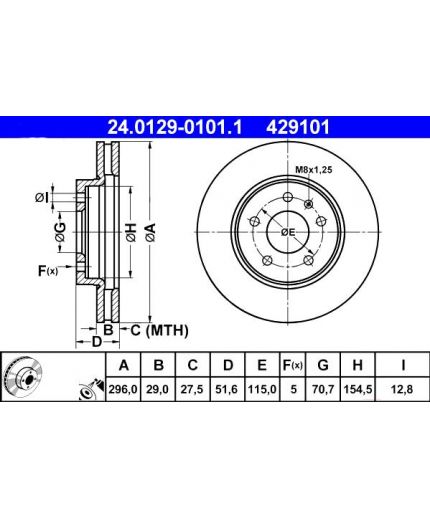 ATE Тормозной диск передний Фото 2