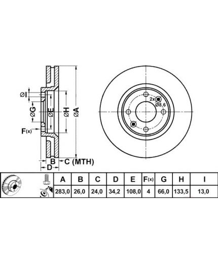 ATE Тормозной диск передний Фото 2