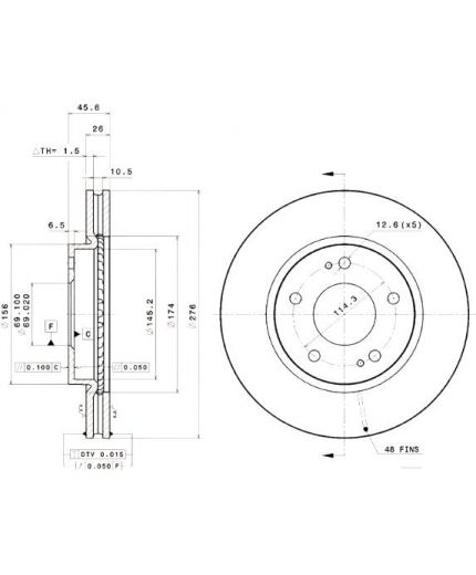 BREMBO Тормозной диск передний с покрытием Фото 3