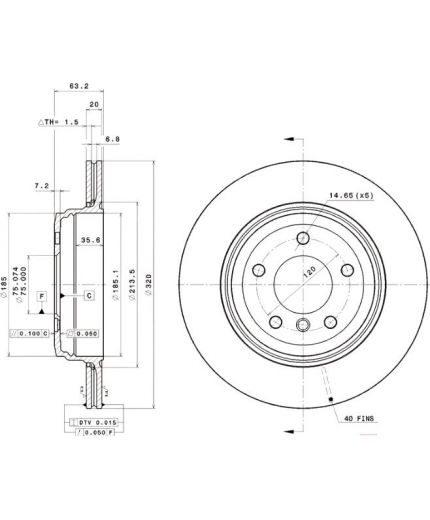 BREMBO Тормозной диск задний с покрытием Фото 2