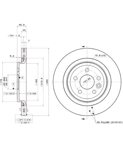 BREMBO Тормозной диск задний Фото 3