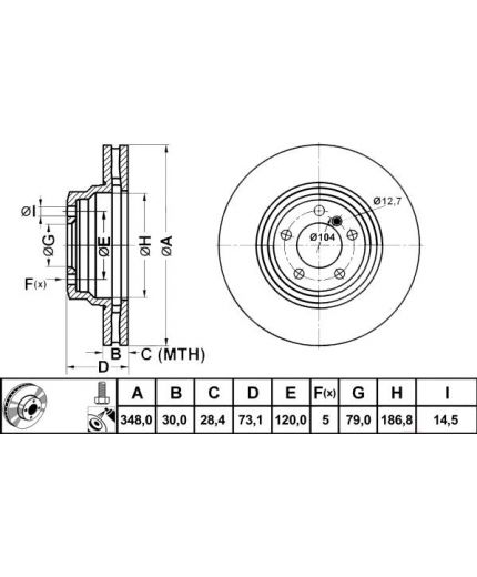 ATE Тормозной диск передний Фото 2