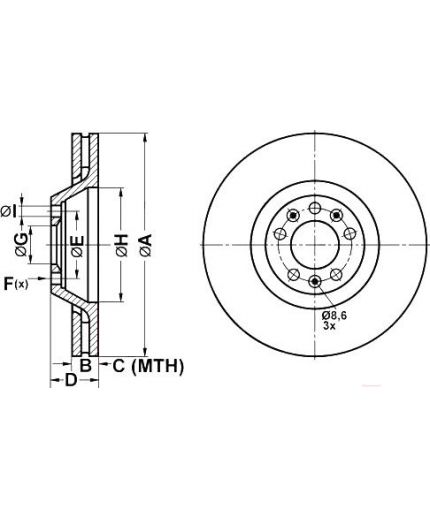 ATE Тормозной диск передний Фото 2