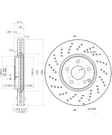 BREMBO Тормозной диск передний Фото 3