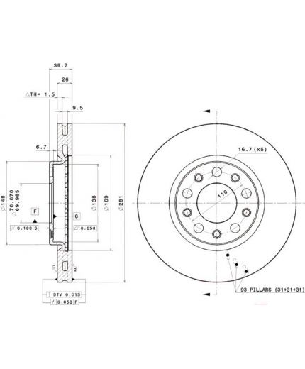 BREMBO Тормозной диск передний Фото 2