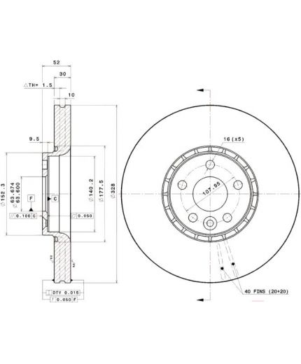 BREMBO Тормозной диск передний Фото 3