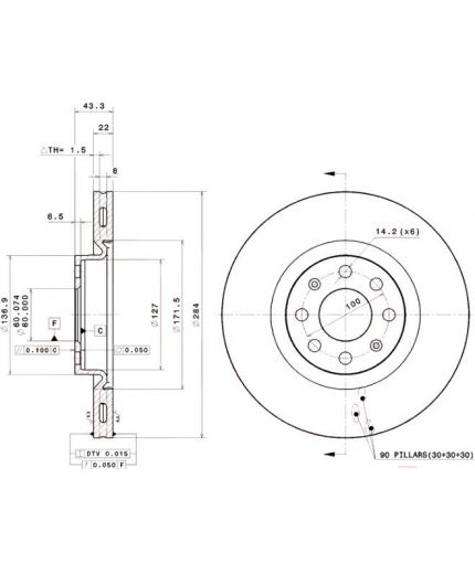 BREMBO Тормозной диск передний