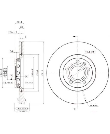 BREMBO Тормозной диск передний Фото 2