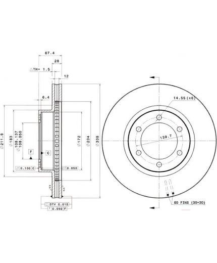 BREMBO Тормозной диск передний Фото 3