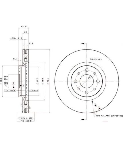 BREMBO Тормозной диск передний Фото 2