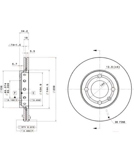 BREMBO Тормозной диск передний Фото 3