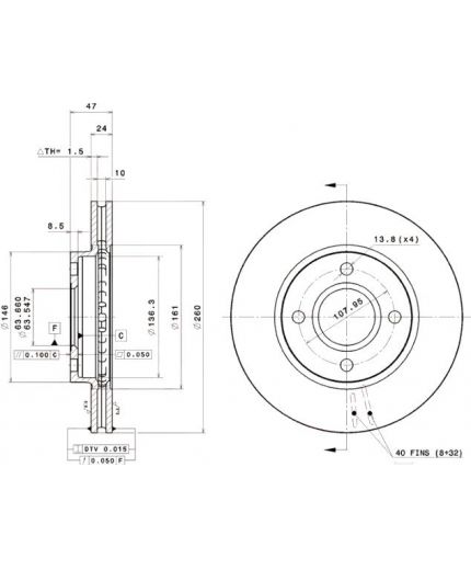BREMBO Тормозной диск передний Фото 3