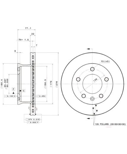 BREMBO Тормозной диск передний Фото 3