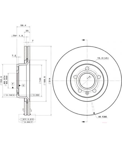 BREMBO Тормозной диск передний с покрытием Фото 3