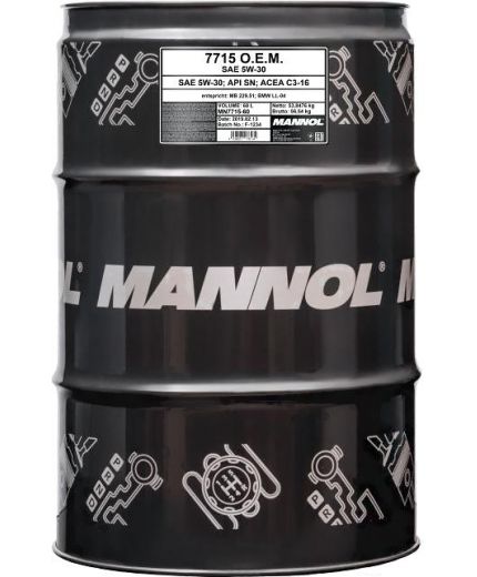 Моторное масло MANNOL 7715 LONGLIFE 504/507 5W-30 SN/CF ESTER 60л