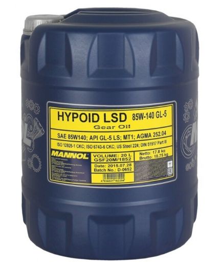 Трансмиссионное масло MANNOL Hypoid LSD 85W-140 GL-5 20л Фото 2