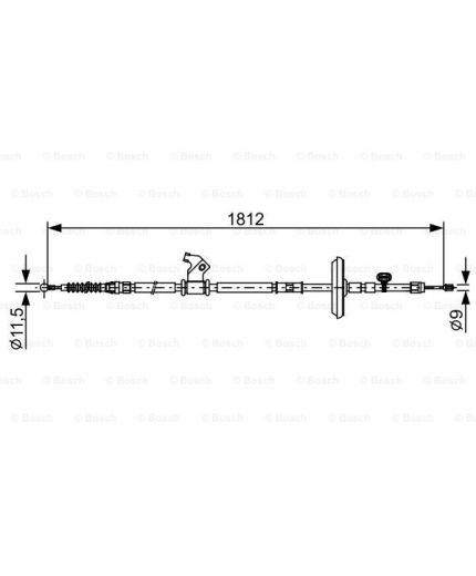 BOSCH Трос ручного тормоза задний левый L=1810