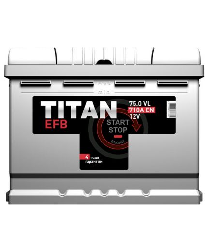 TITAN Аккумулятор EFB 6СТ-75.0 VL 710А (75 А/ч) Фото 3