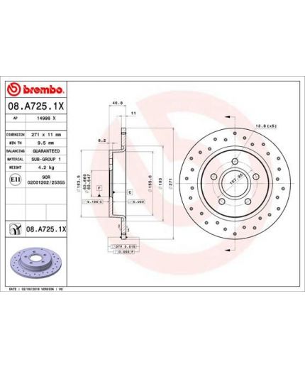 BREMBO Тормозной диск задний