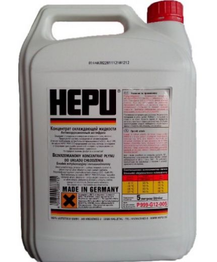 Антифриз HEPU RED концентрат красный G12 -40°C 5л