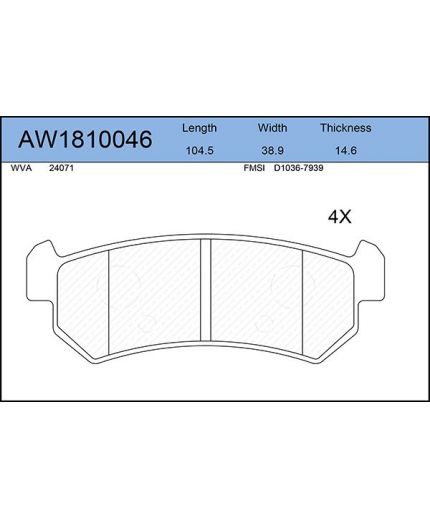 AYWIPARTS Колодки дисковые комплект