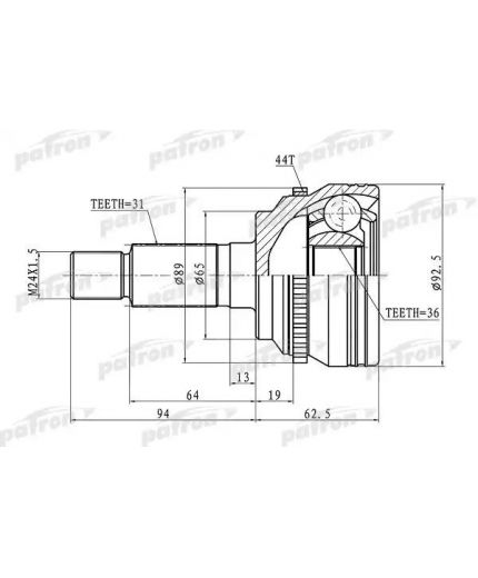 Patron ШРУС наружный с кольцом ABS 31x65x36