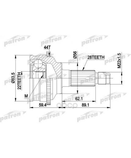 Patron ШРУС наружный комплект A:28, B:22, D:83.5, ABS:44