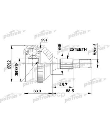 Patron ШРУС наружный комплект ABS:29