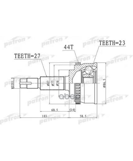 Patron ШРУС наружный с кольцом ABS 27x56x23