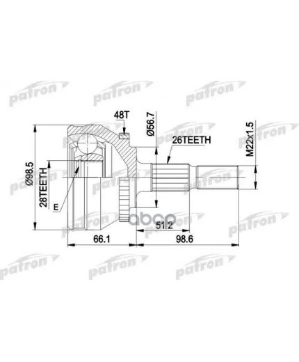 Patron ШРУС наружный комплект 26x56.5x28 ABS:48T