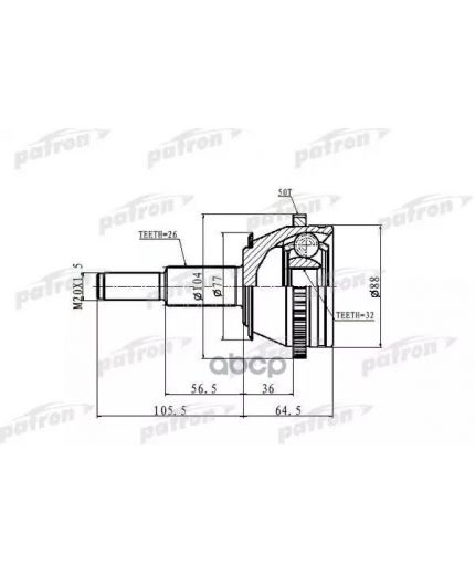 Patron ШРУС наружный 26x55.9x32 ABS:50T