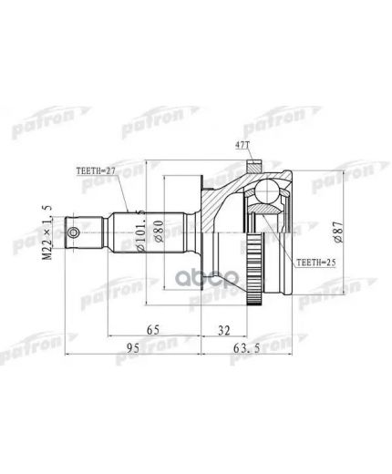 Patron ШРУС наружный 27x60x25 ABS:47T
