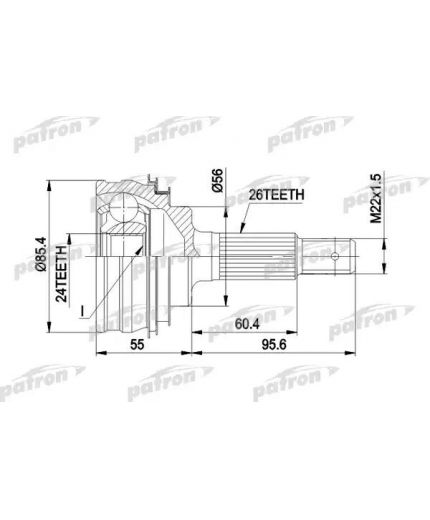 Patron ШРУС наружный комплект 26x56x24