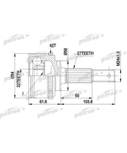 Patron ШРУС наружный комплект 27x56x22 ABS:42T