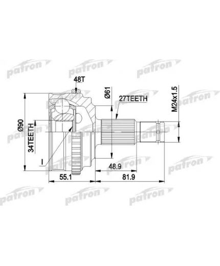 Patron ШРУС наружный комплект 27x61x34 ABS:48T