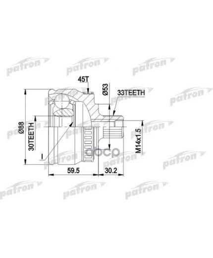 Patron ШРУС наружный комплект 33x53x30 ABS:45T