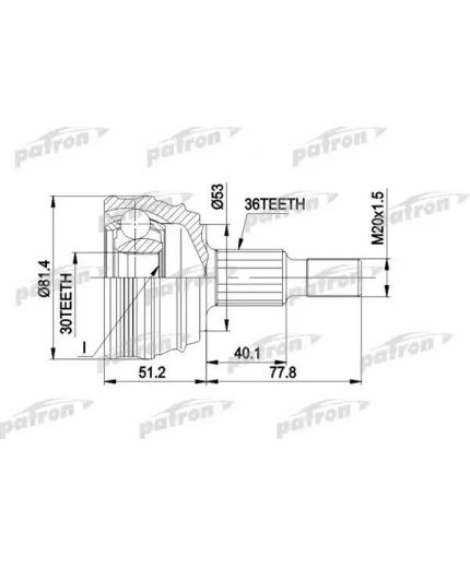 Patron ШРУС наружный комплект 36x53x30