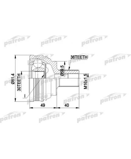 Patron ШРУС наружный комплект 36x59.5x30