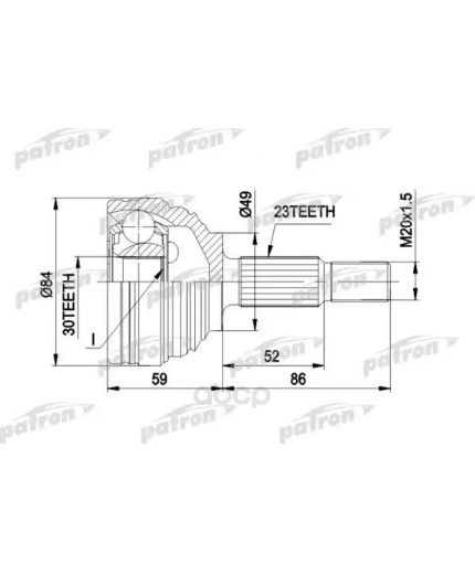 Patron ШРУС наружный комплект 23x49x30