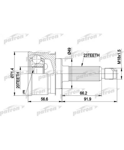Patron ШРУС наружный комплект 23x49x20
