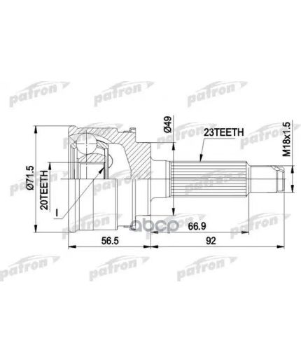 Patron ШРУС наружный комплект 23x49x20