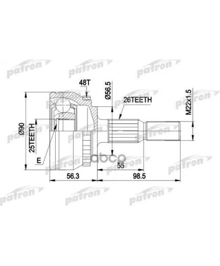 Patron ШРУС наружный комплект 26x56.5x25 ABS:48T