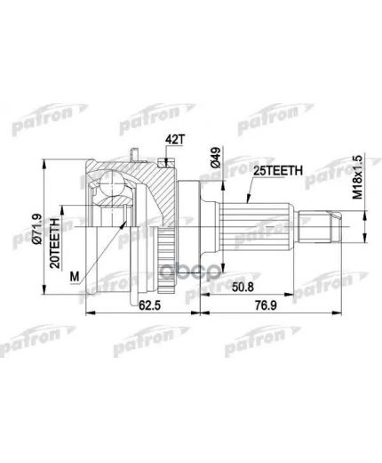 Patron ШРУС наружный комплект 25x49x20