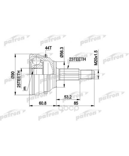 Patron ШРУС наружный комплект 23x56.3x25 ABS:44T