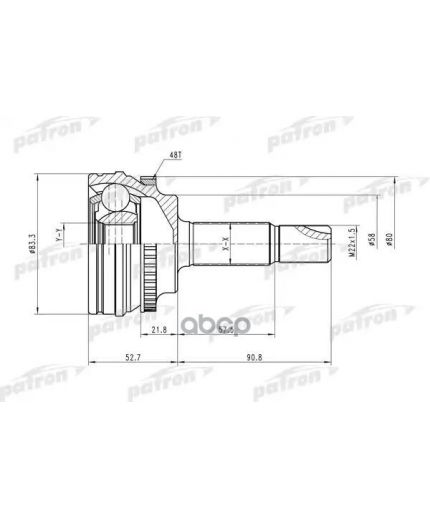 Patron ШРУС наружный комплект 24x58x23 ABS:48T