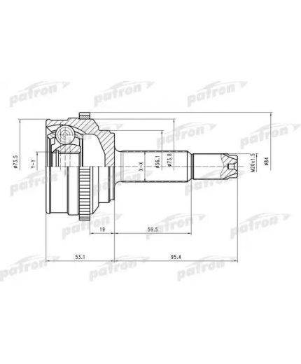 Patron ШРУС наружный комплект 22x52x19 ABS:47T