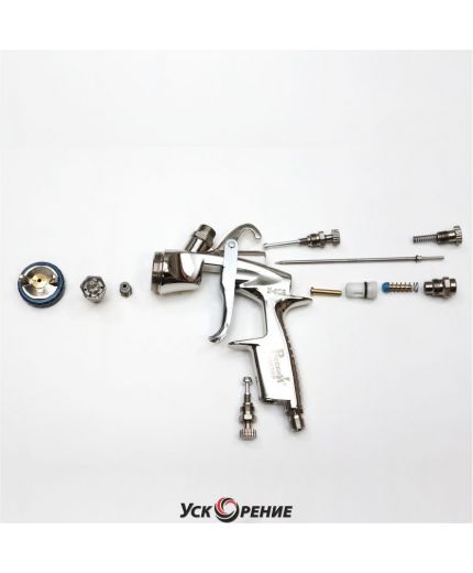 Русский мастер Краскопульт X-402-BL Premium LVMP верхний бачок дюза 1,3мм Фото 2