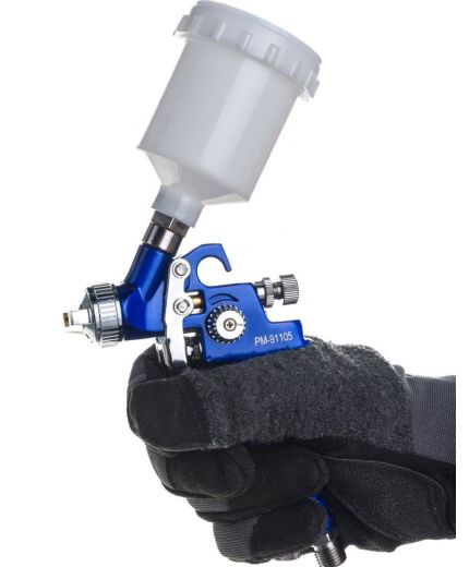 Русский мастер Краскопульт мини H-2000 HVLP верхний бачок дюза 1,0мм Фото 6