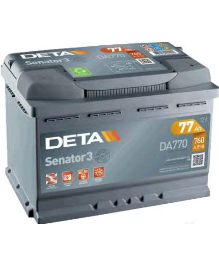 DETA Аккумулятор Senator3 DA770 760А (77 А/ч)