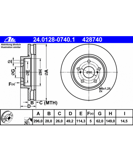 ATE Тормозной диск передний Фото 3